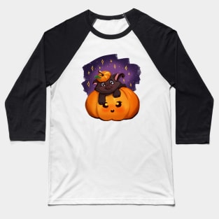 cute little pumpkin with a kitten Baseball T-Shirt